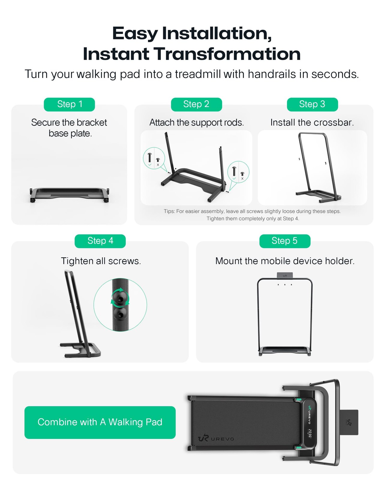 Universal Walking Pad Handle Bar Transform Your Walking Pad into Treadmill