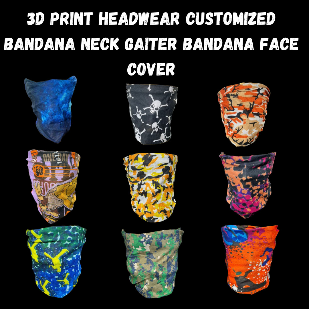 3D Print Headwear Customized Bandanas Neck Gaiter Bandana Face Cover