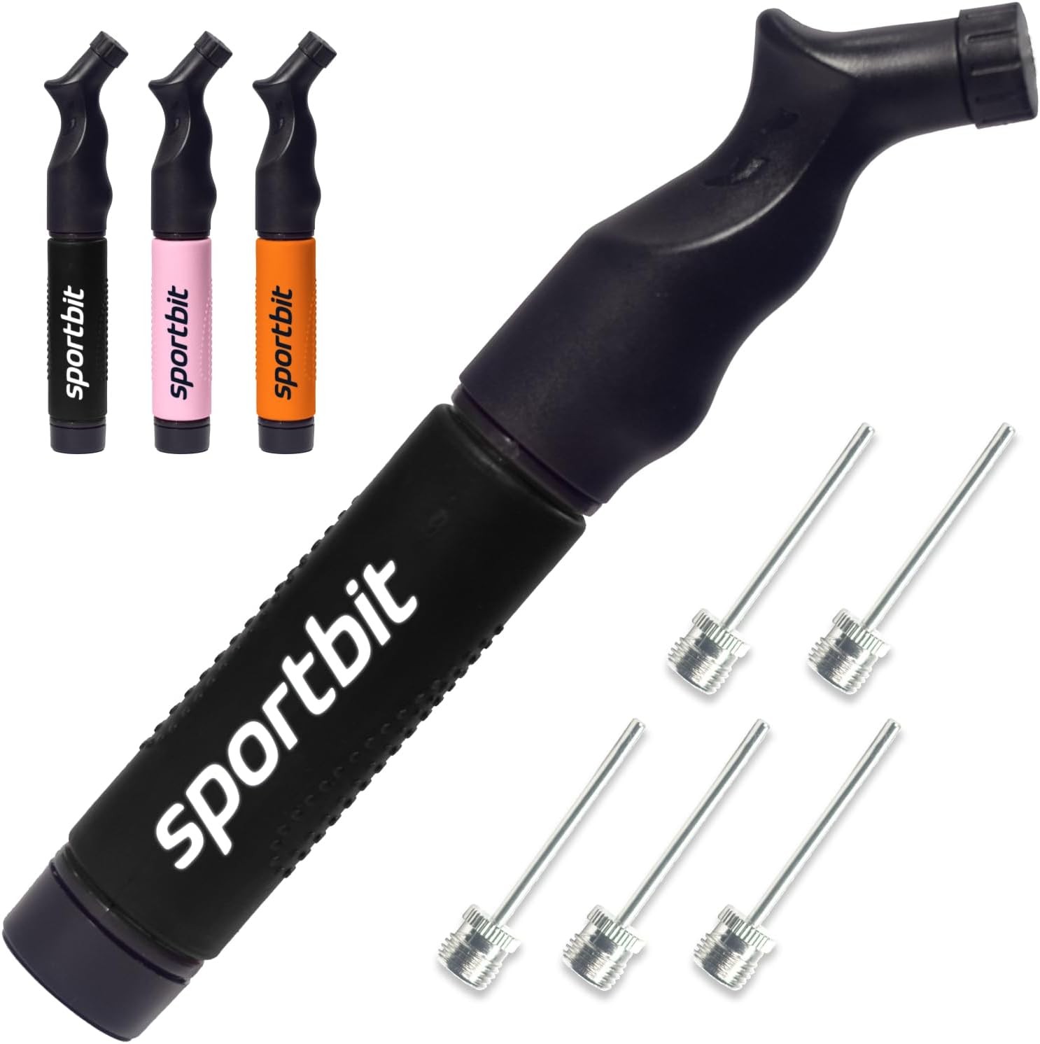 SPORTBIT Ball Pump for Sports Balls - Push & Pull Inflating System - Black