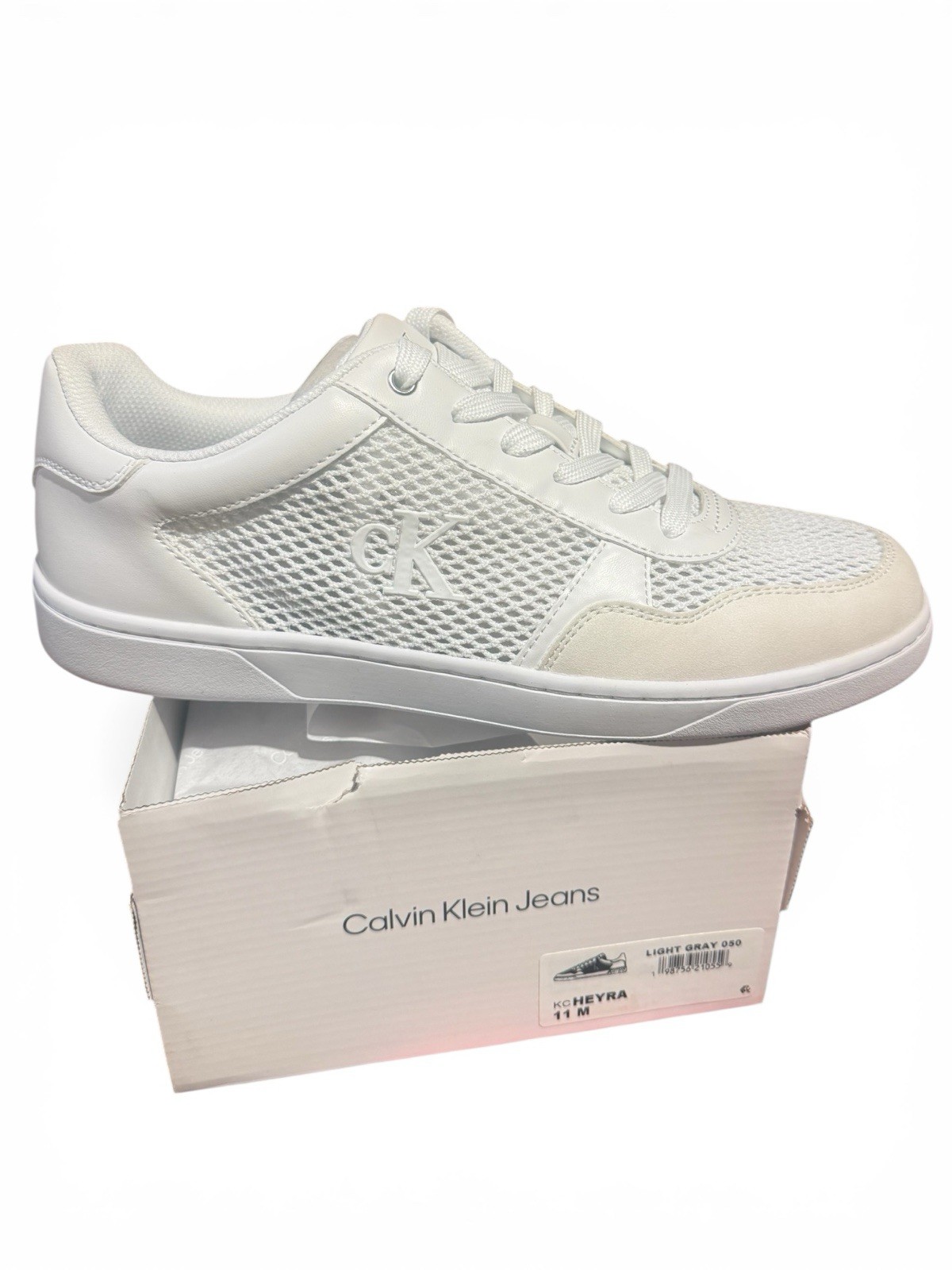 Calvin Klein Heyra Sneakers Mens 11 White Mesh Casual Lace Up Shoes