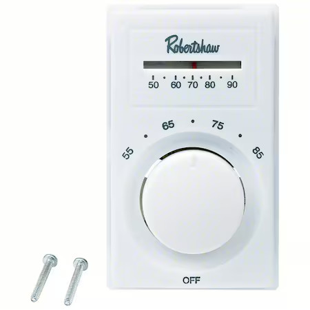 Robertshaw 801 Line Voltage Mechanical Thermostat, Heat Only, 50 To 90 F,