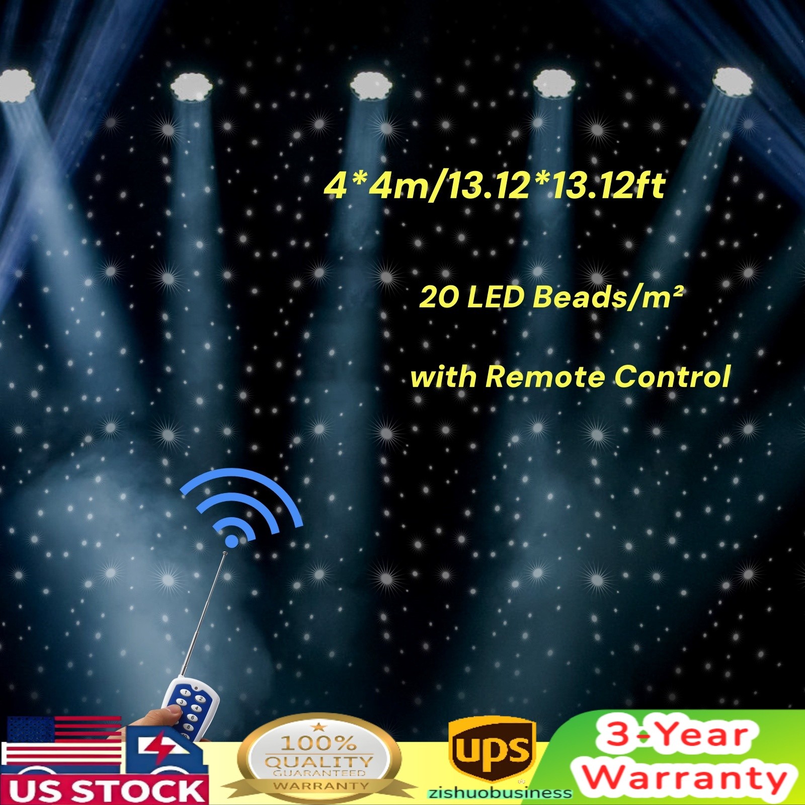 LED Stage Star Backdrop Wall Mounted Square Starry Sky Curtain Background Decor