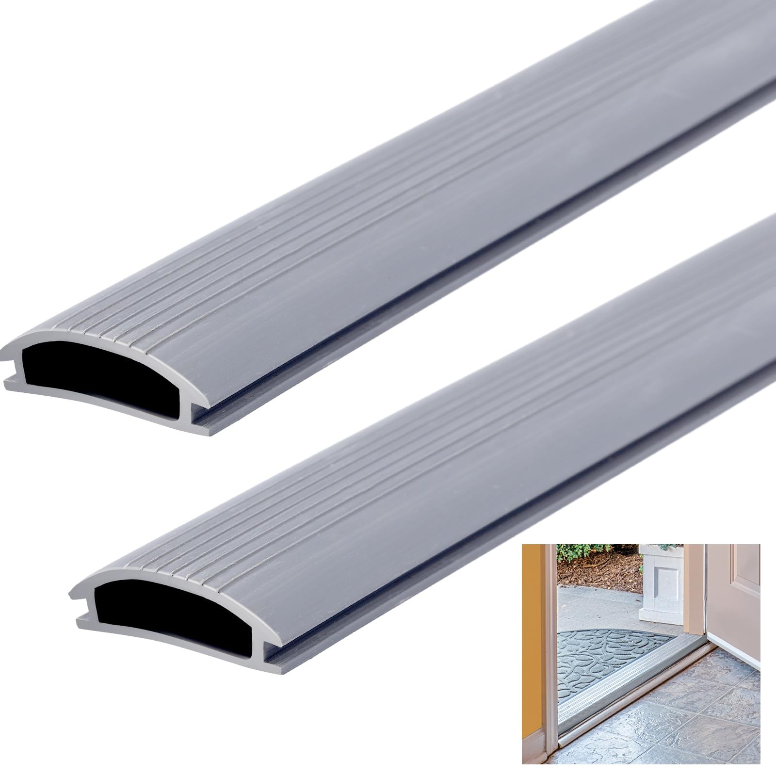 2 Pcs 36 Inch Vinyl Insert for Adjustable Height Aluminum Thresholds with Sea...