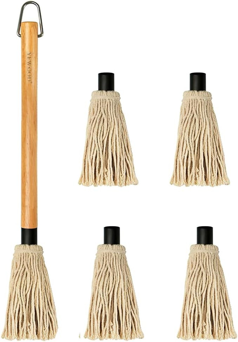 YFWOOD BBQ Mop Brushes for Sauce,18 Inch Grill Basting Mop Wooden Long Handle BB
