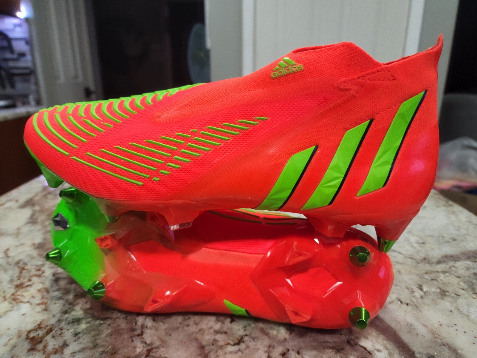 Adidas Men’s Predator Edge + FG Soccer Cleats Size 10.5 Orange Green | GW1039 |