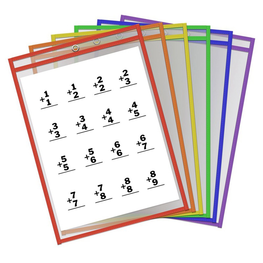 10 Pcs Write Wipe Pockets Oversized Dry Erase File Document Pouch