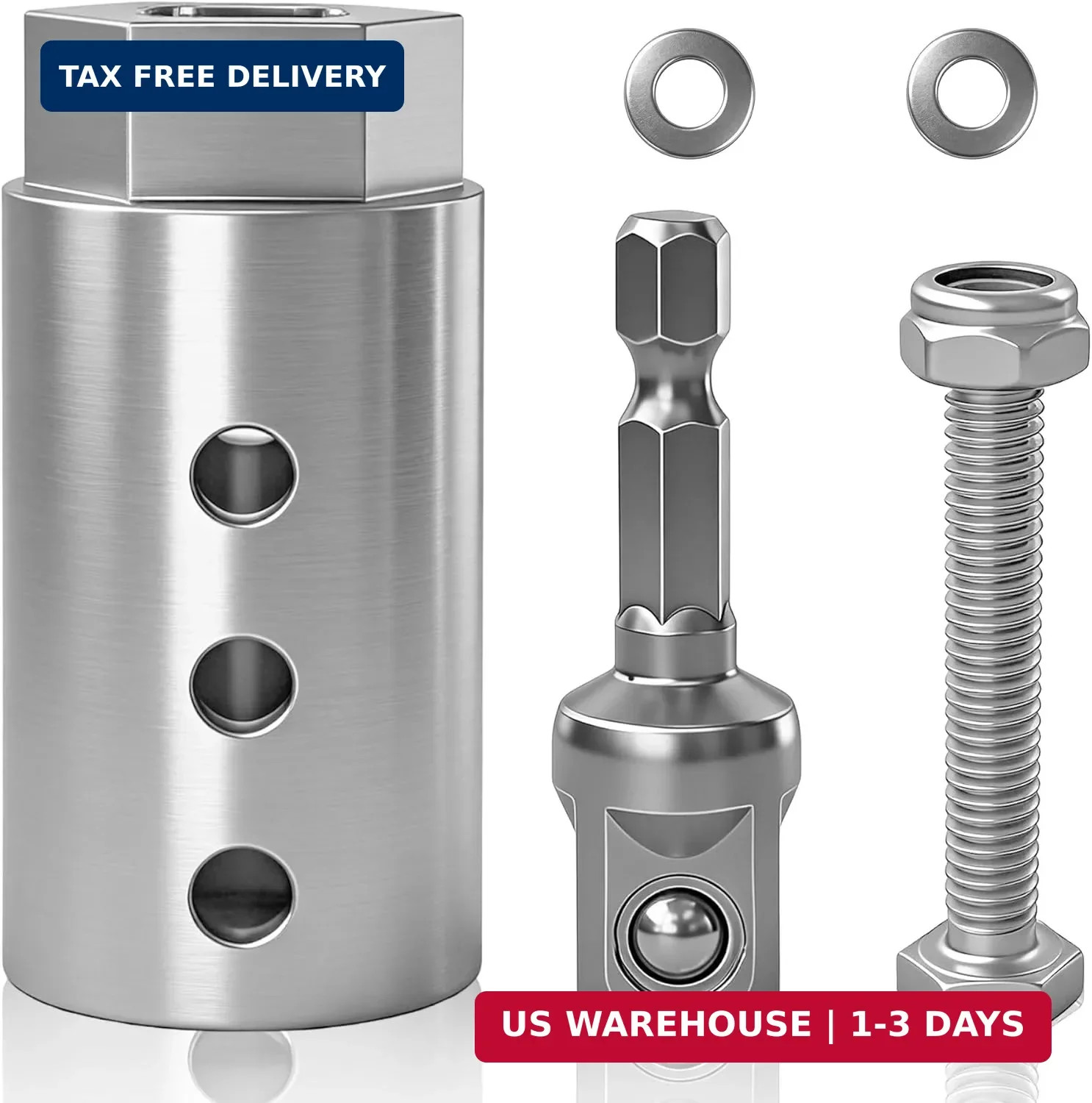 Trailer Jack Drill Adapter Kit, Fits 1-Inch Jack Drive Shafts, 2-in-1 Design for