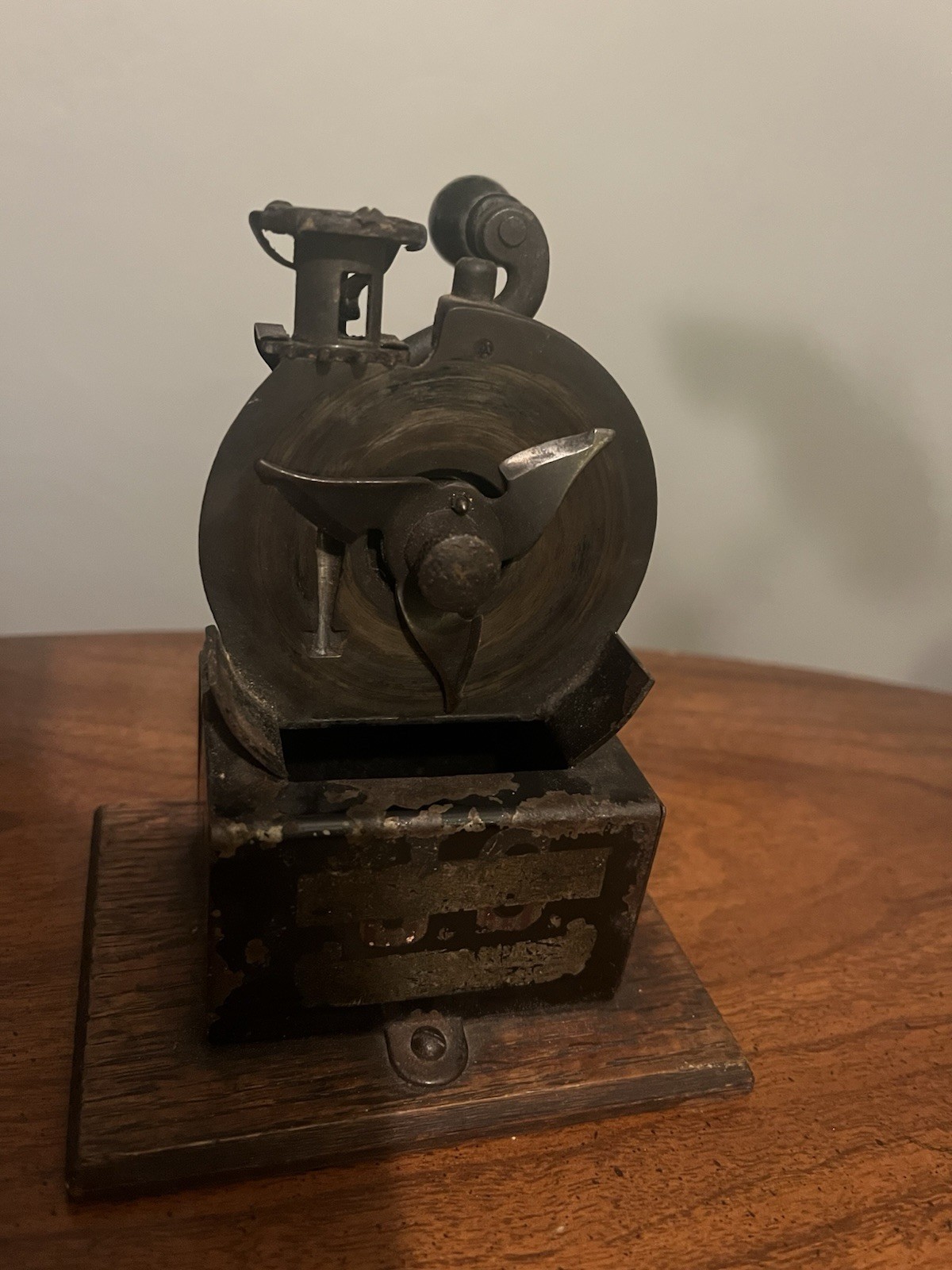 Antique Pencil Sharpener Hand-Crank with Drawer