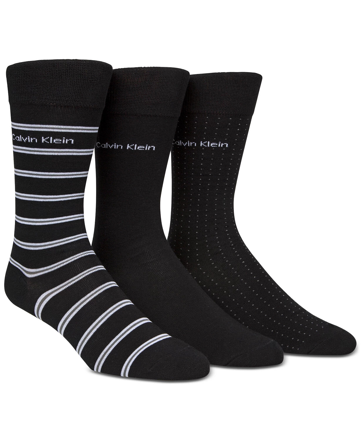 Calvin Klein Men's 3-Pack Stripe & Dot Dress Socks Black