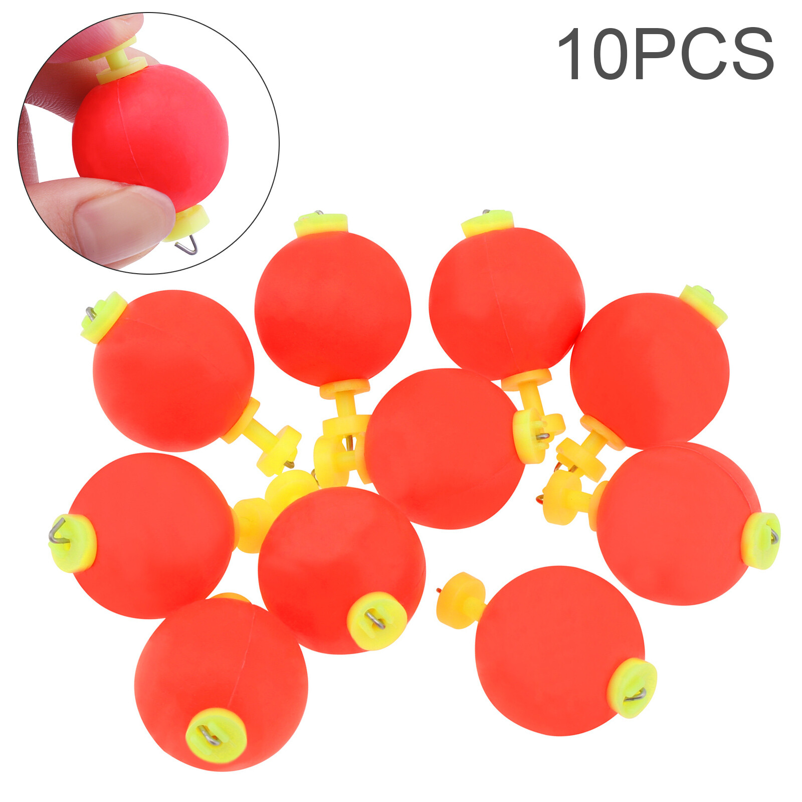 10pcs EVA Foam Snap on Floats Round Fishing Bobber, Spring Buckle Float