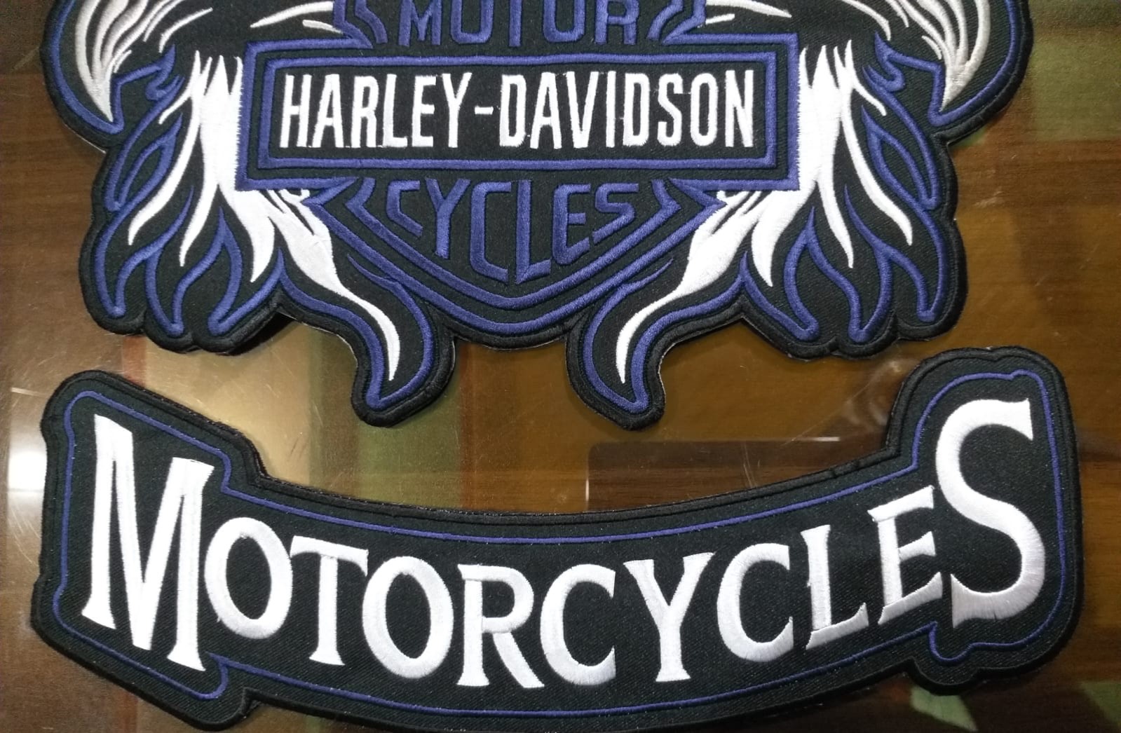 Harley Davidson Motorcycle 3-in-1 Double Eagle Patch Set Blue Embroidered
