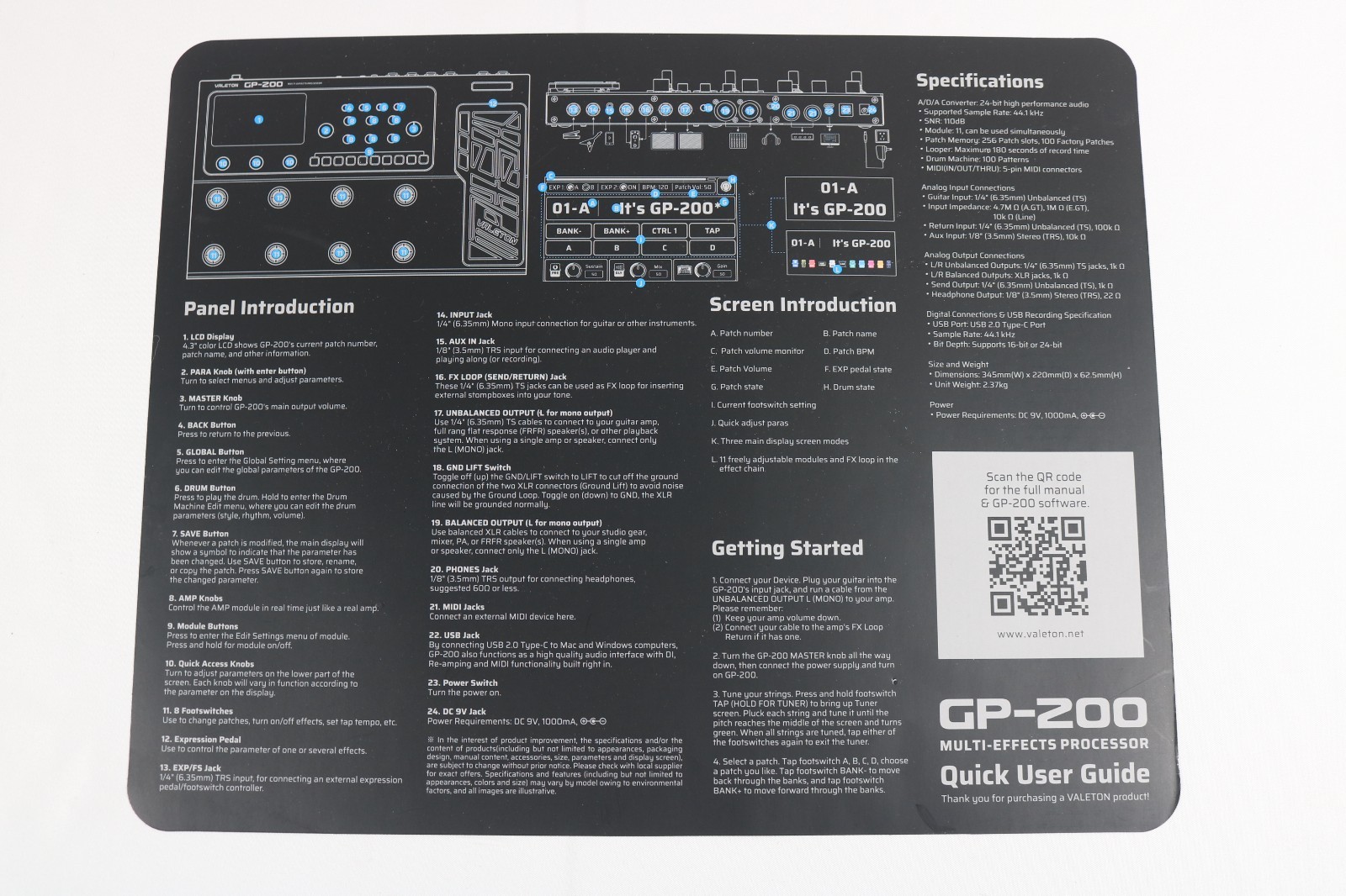 VALETON GP-200R Multi Effects Processor Multi-Effects Guitar Bass Pedal