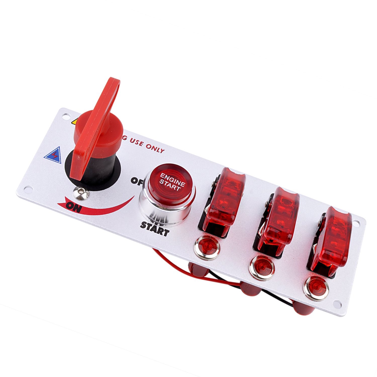 JIANFA 12V Racing Car Ignition Switch Panel with Engine Push Button Silver