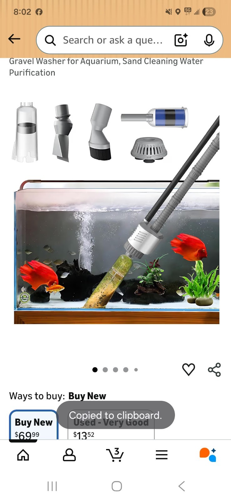 Fish Tank Cleaner, 15KPA Suction with Auto Water Change, 30W High Power PP Ma...