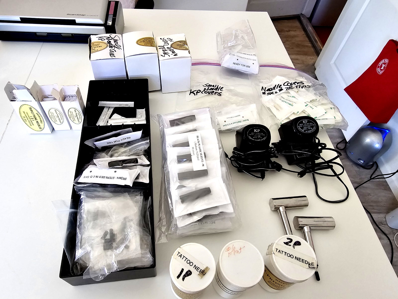 (2) KP-96 Penstyle Rotary Tattoo Machines PMU Kit Needles Caps Power Supplys