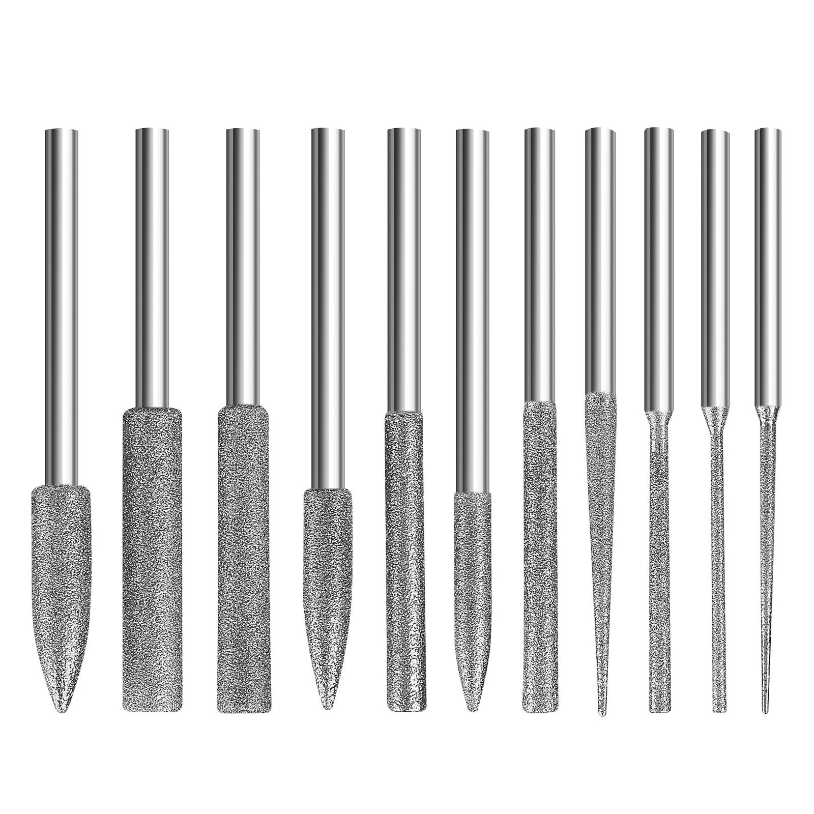 1 Set 1/8" Shank Different Shapes Diamond Burr Bits Rotary Tools Accessories
