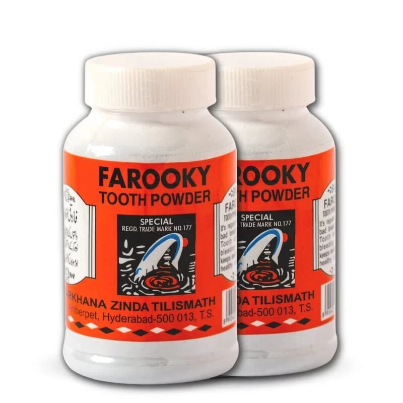 Pack of 2 X Farooky Tooth Powder, 80g Jar -Stops Gum Bleeding, Tooth Decay