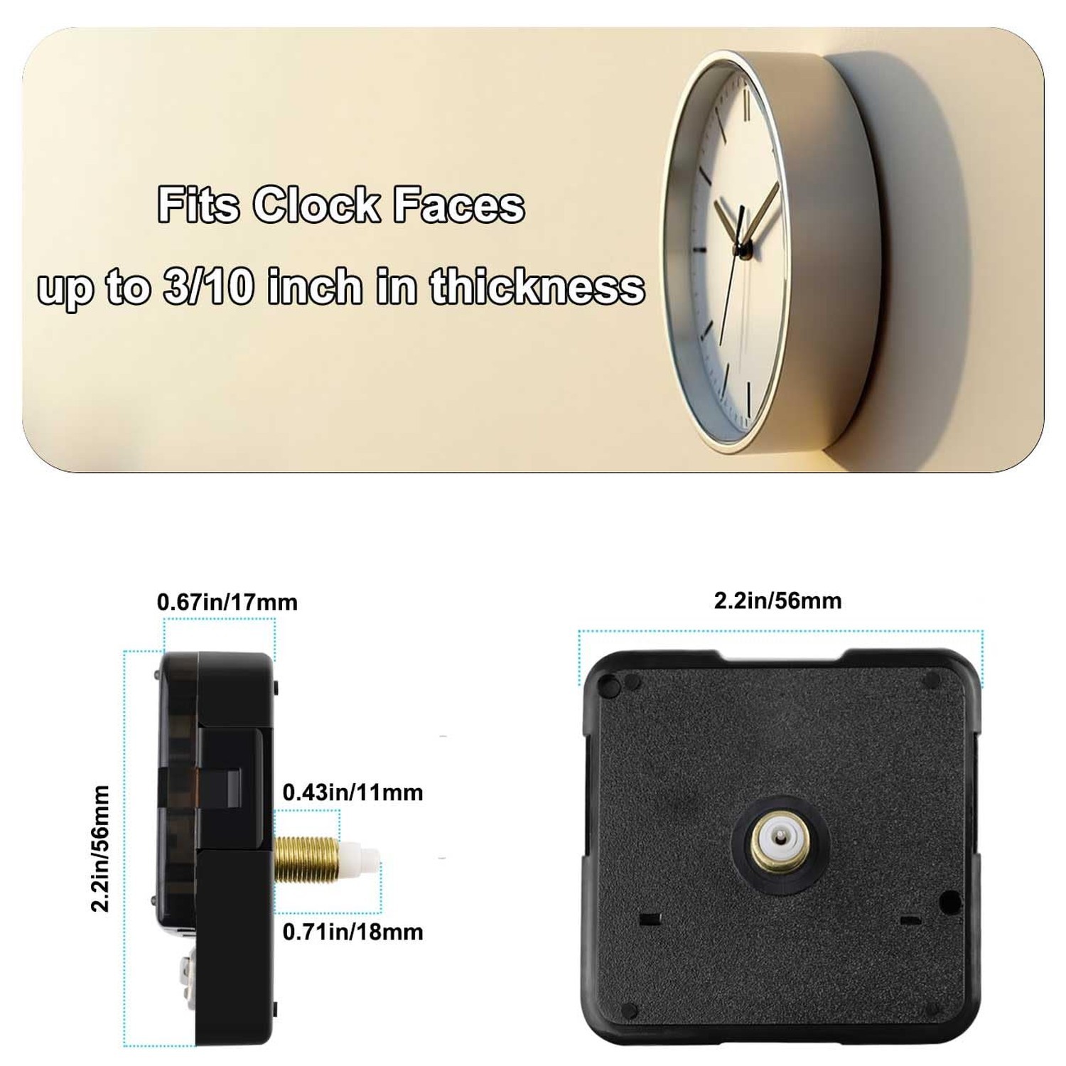 2-Pack Silent Sweep Quartz Clock Movements with 5 Versatile Clock Hands –