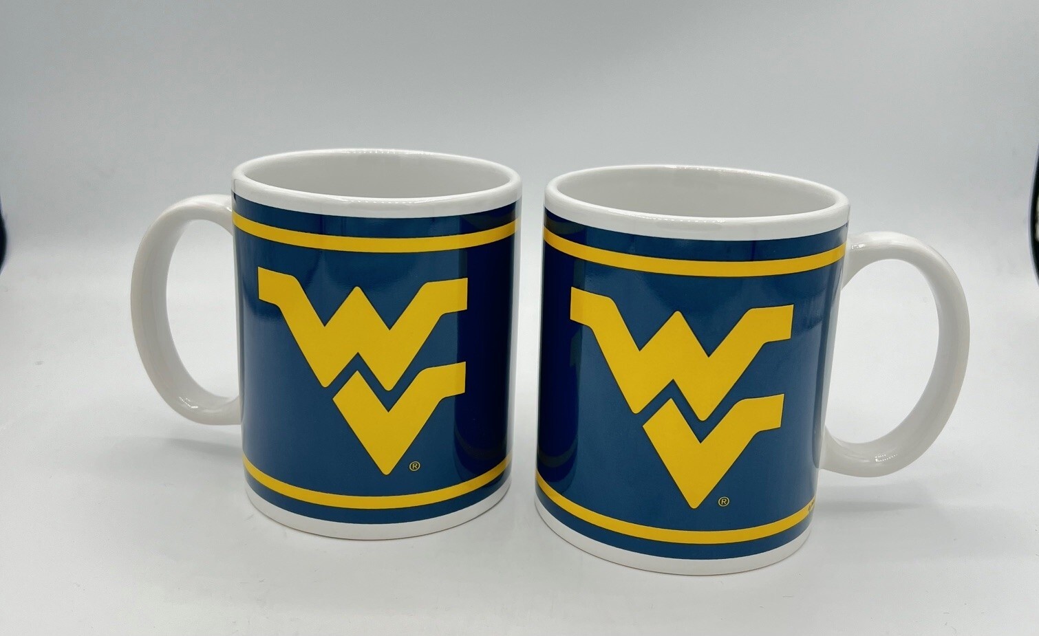 WEST VIRGINIA MOUNTAINEERS NCAA 11 OZ CERAMIC COFFEE MUG SET OF 2 FREE SHIPPING