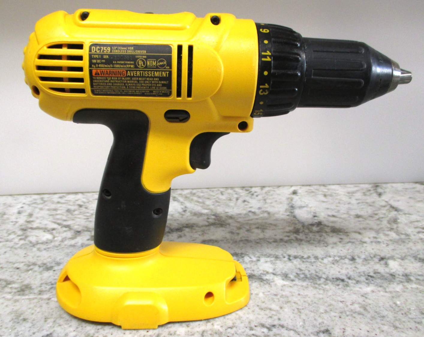 Dewalt 18V Volt DC759 (DC970) 1/2" Cordless DRILL DRIVER *Bare Tool* SUPERB COND