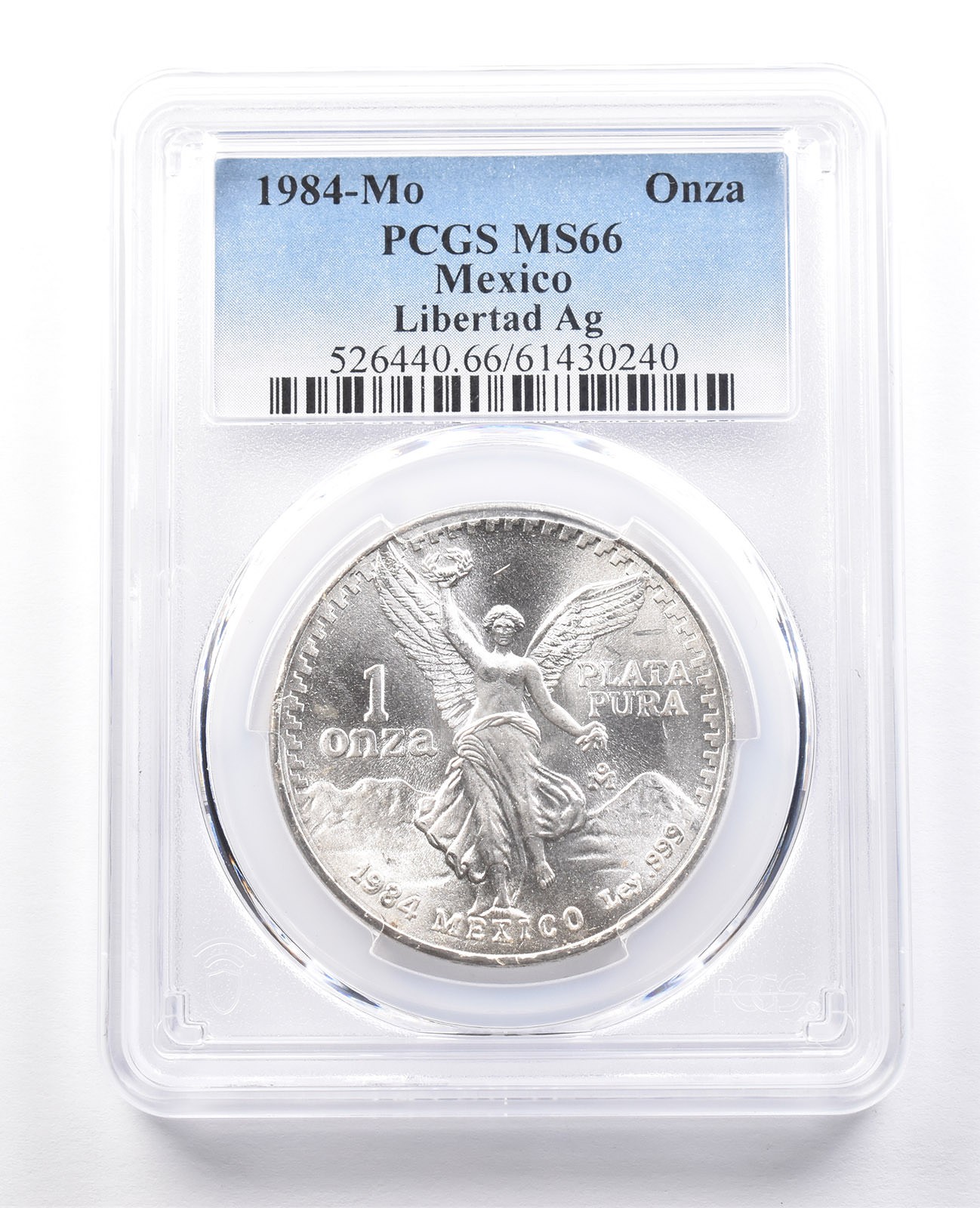 1984 Mo Mexico 1 Onza Silver Libertad MS66 PCGS Blue Label