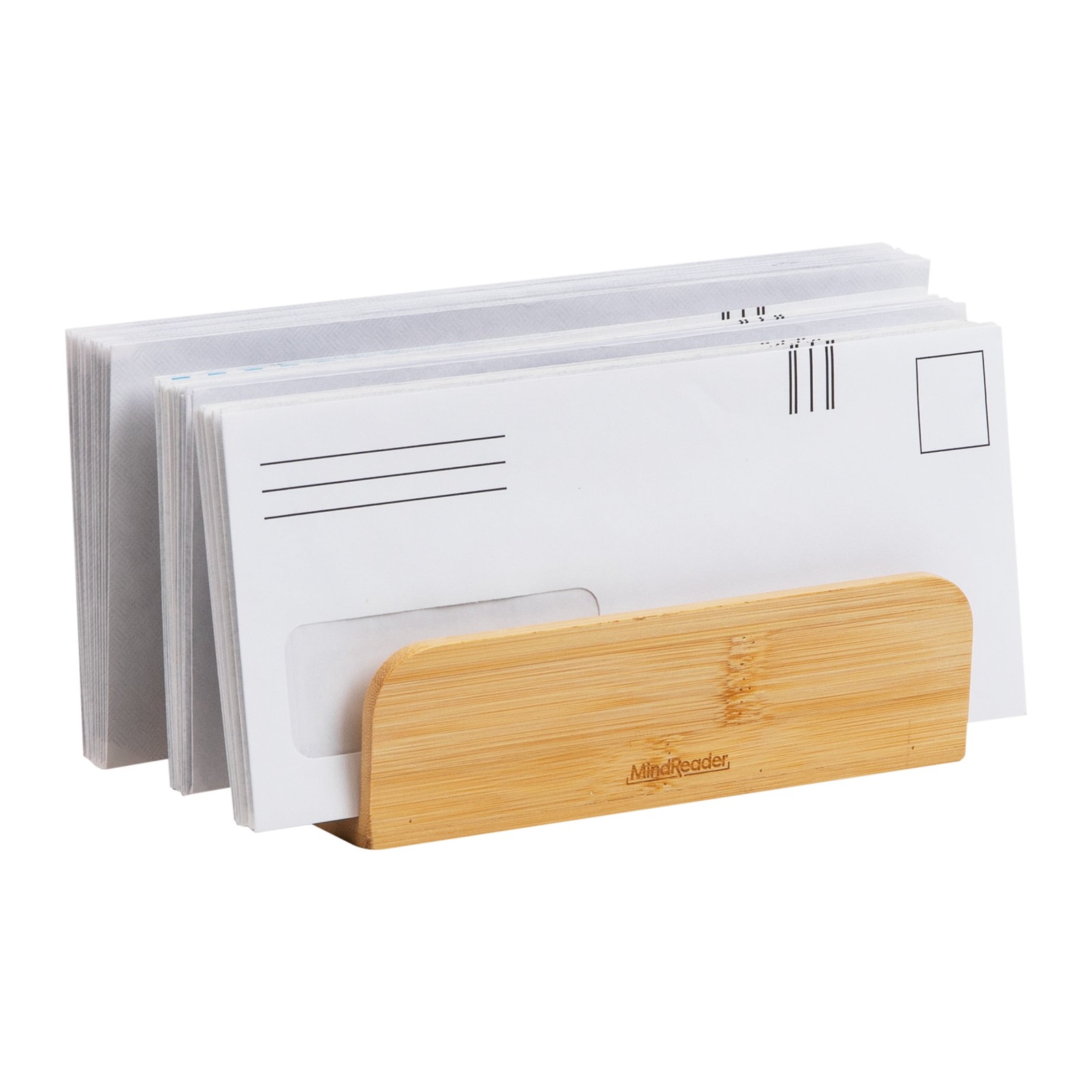 Vertical File Storage Desktop Organizer Magazine Holder Office Bamboo Brown