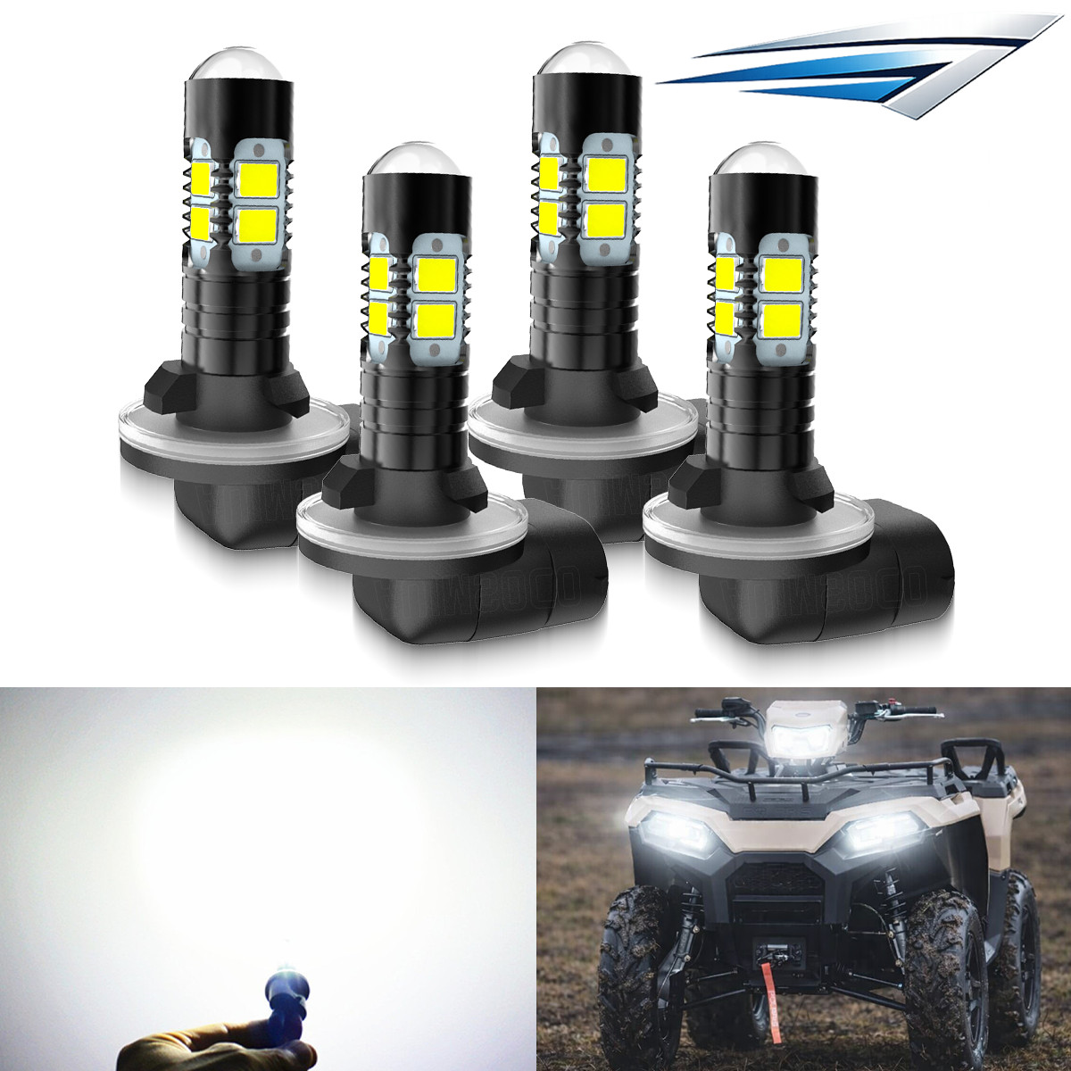 4-pack For Polaris Sportsman 570 2014-2024 LED Headlight 6500K Bulbs Pn. 4010253