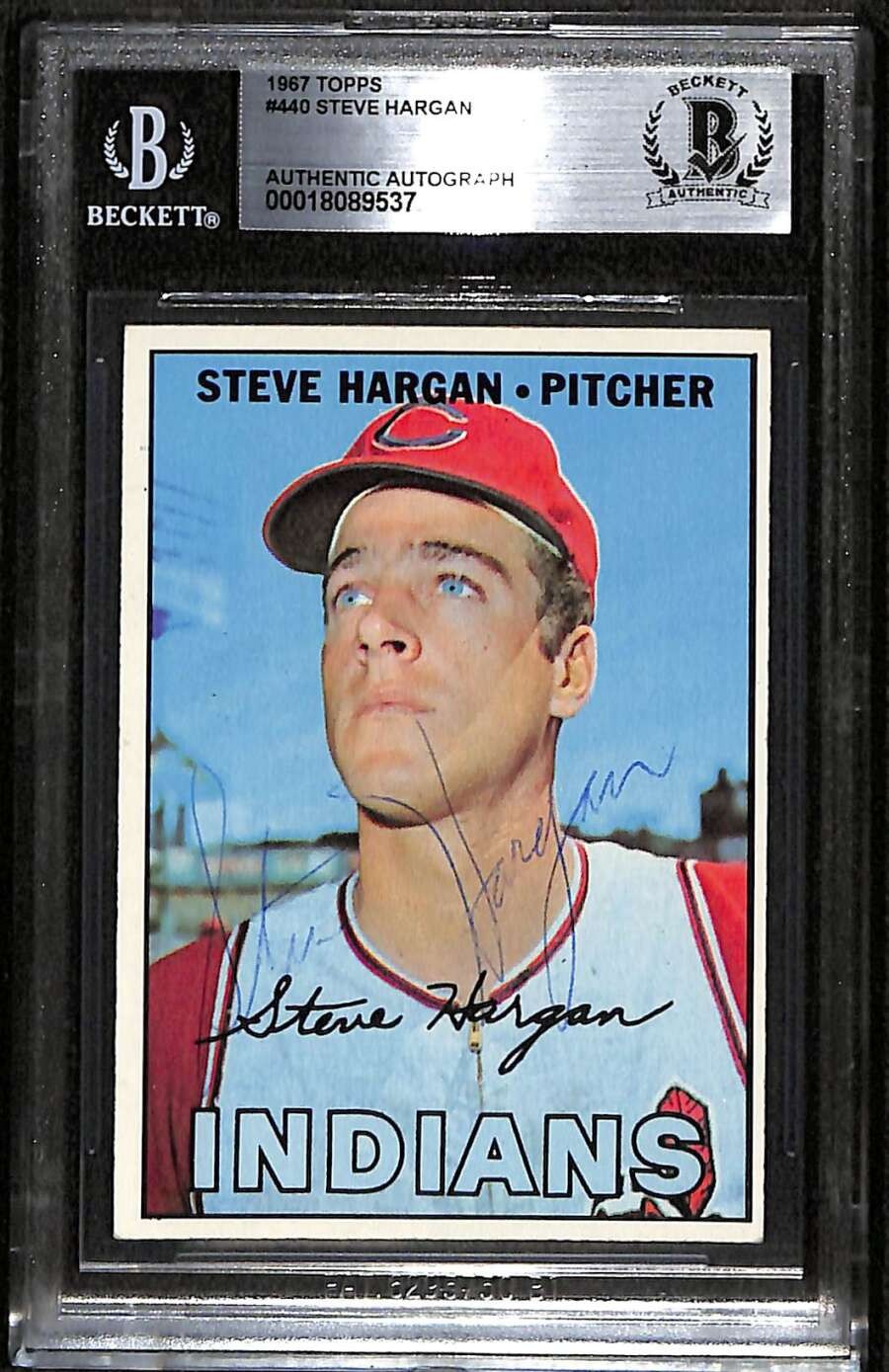 1967 Topps 440 Steve Hargan  BGS Auto Autographed BAS Authentic C100212