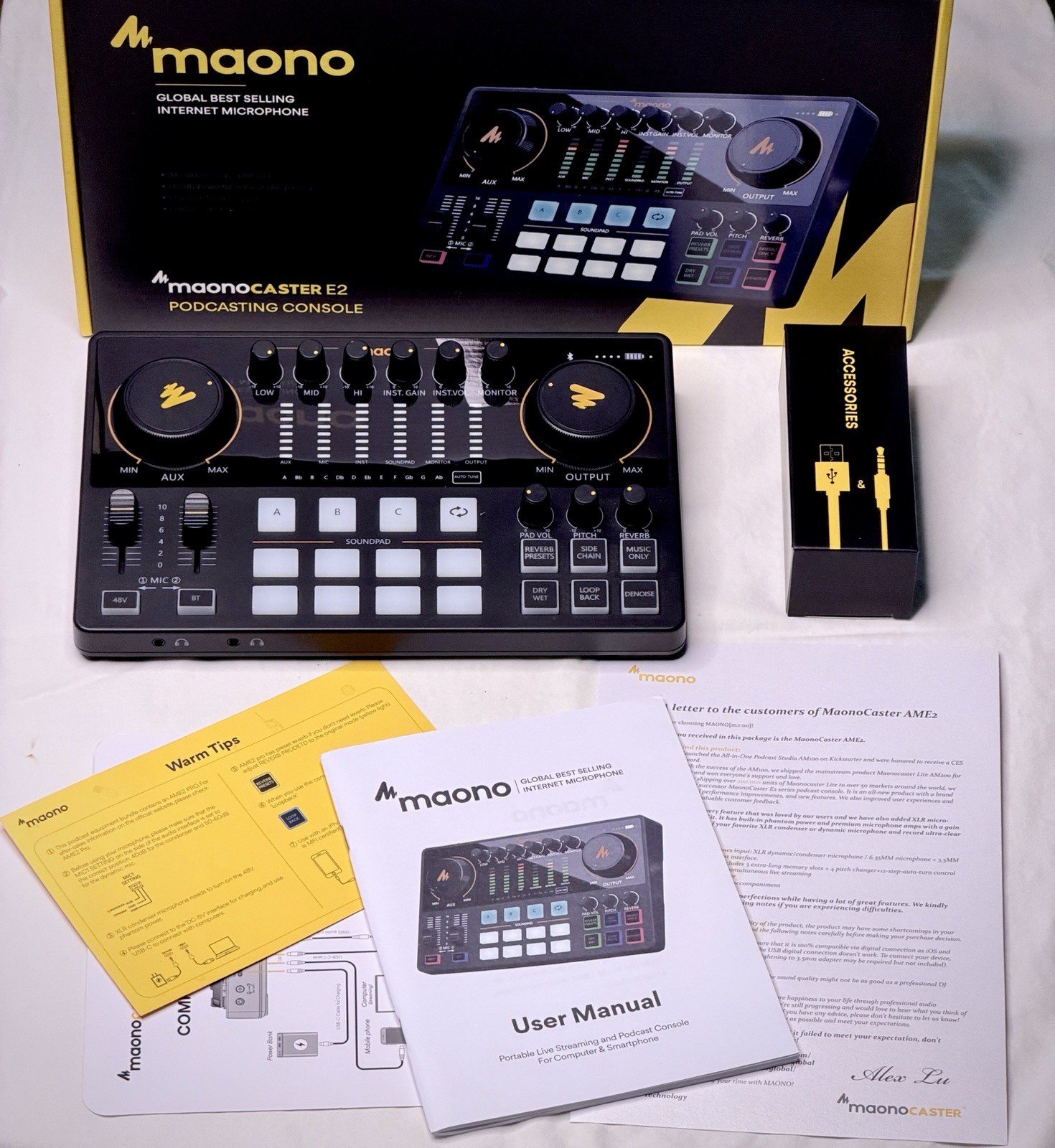 MAONO Audio Interface, MaonoCaster Podcast Mixer with Pro-Preamp AME2