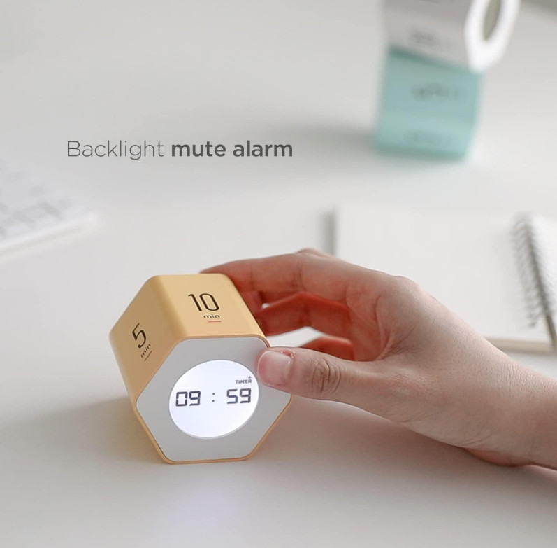 Hexagon Cube Digital Timer Clock, Pomodoro, Count Up/Down, White