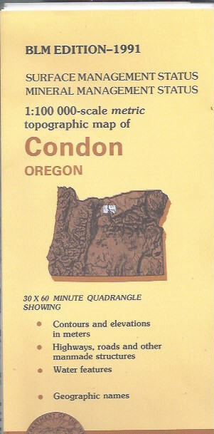 BLM 1:100,000 edition topographic map Condon Oregon
