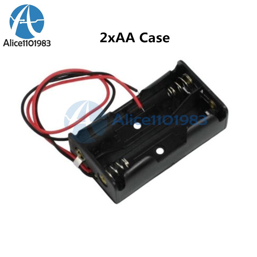 10pcs plastic storage case box holder for2 x AA 2xAA 3V with wire leads *hh
