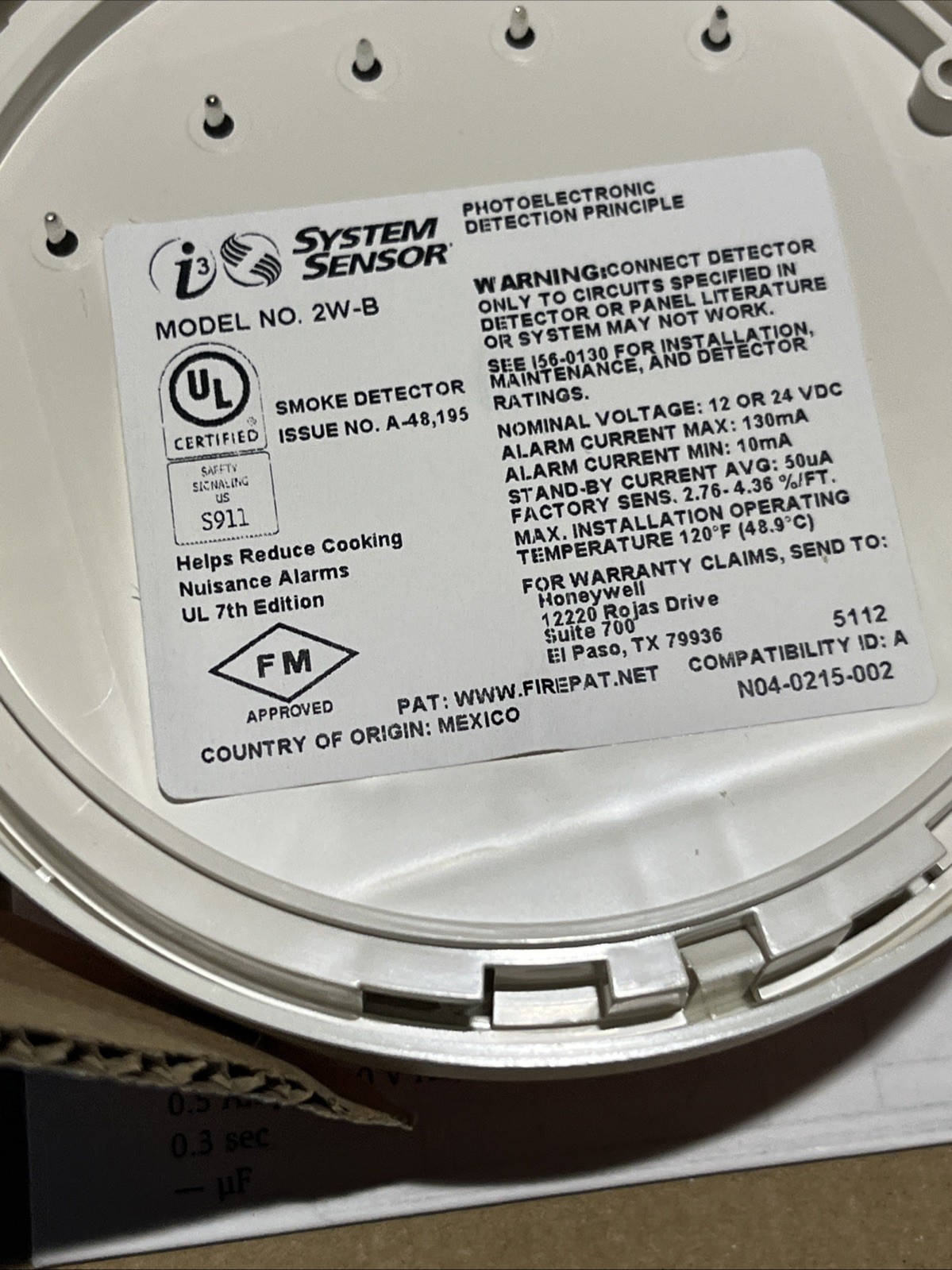 System Sensor 2W-B Smoke Detector 2-Wire White
