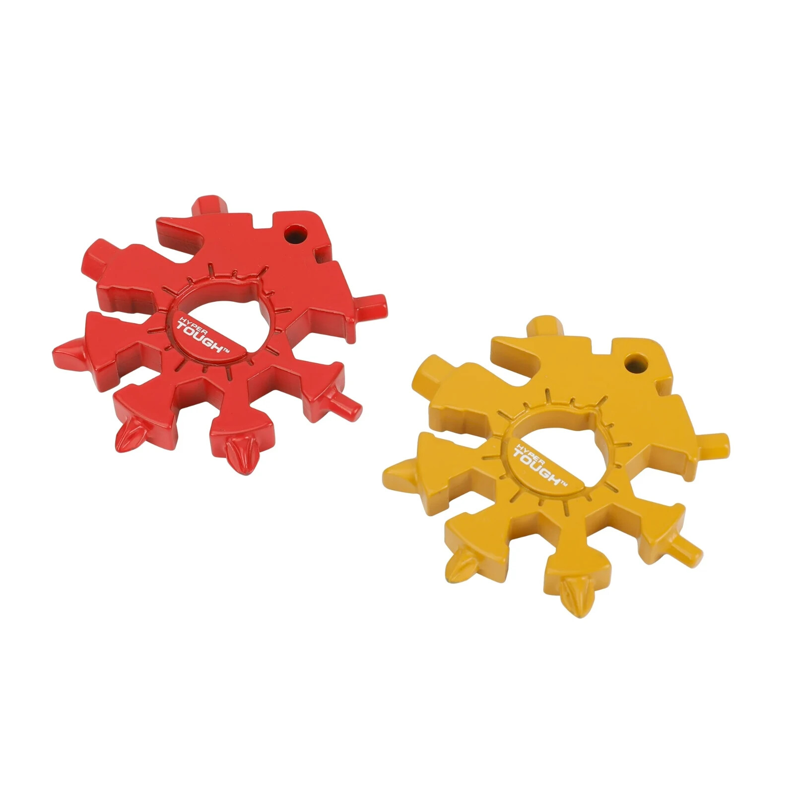 Hyper Tough 2-Pack 18-in-1 Snowflake Shape Multitool, Red and Yellow, Model 4219