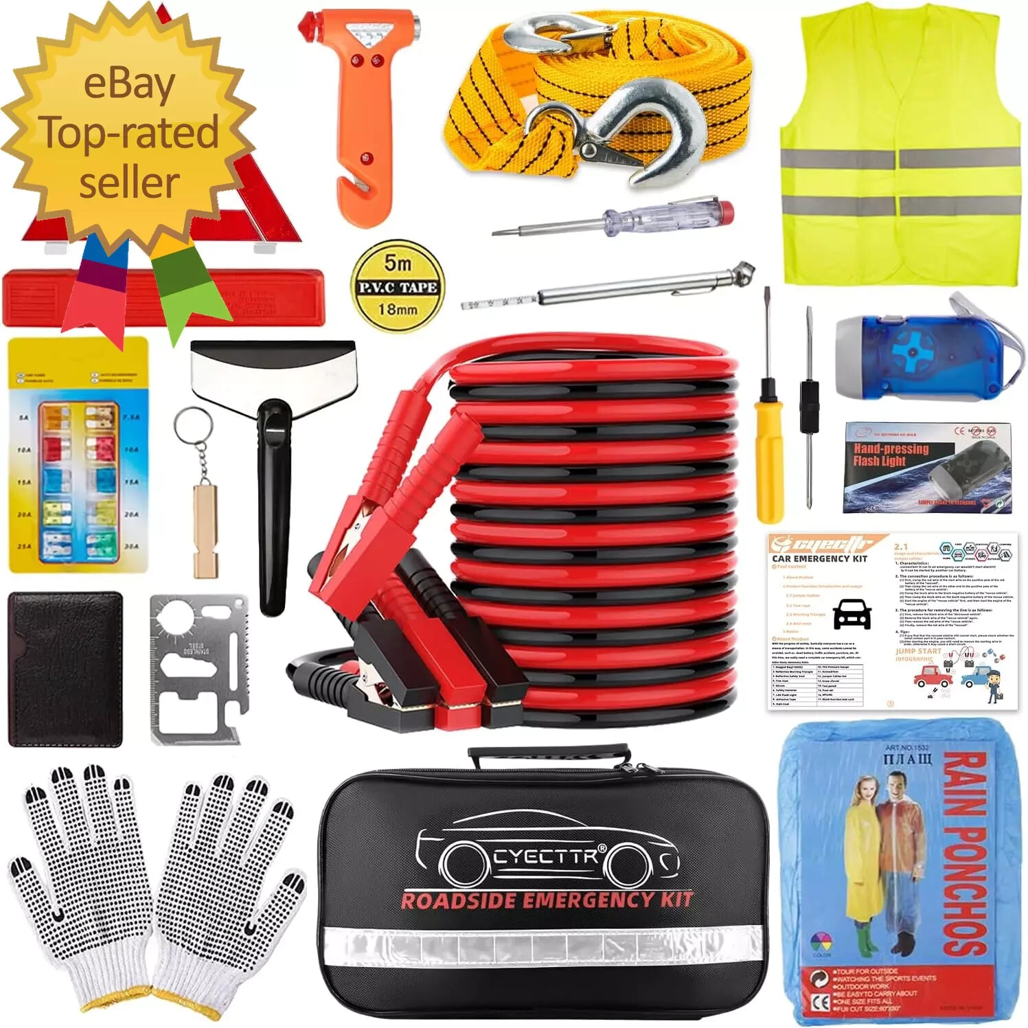 Car Roadside Emergency Kit,Auto Vehicle Truck Safety Emergency Road Side Assista