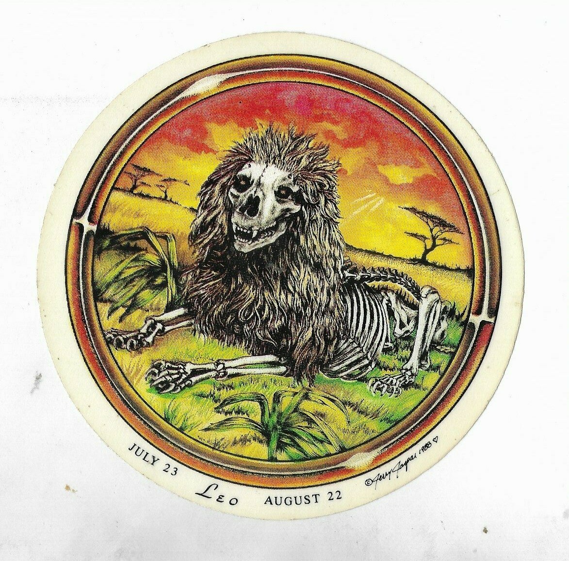 VINTAGE JERRY JASPAR DECAL BUMPER STICKER ZODIAC ASTROLOGY LEO - 5 INCHES