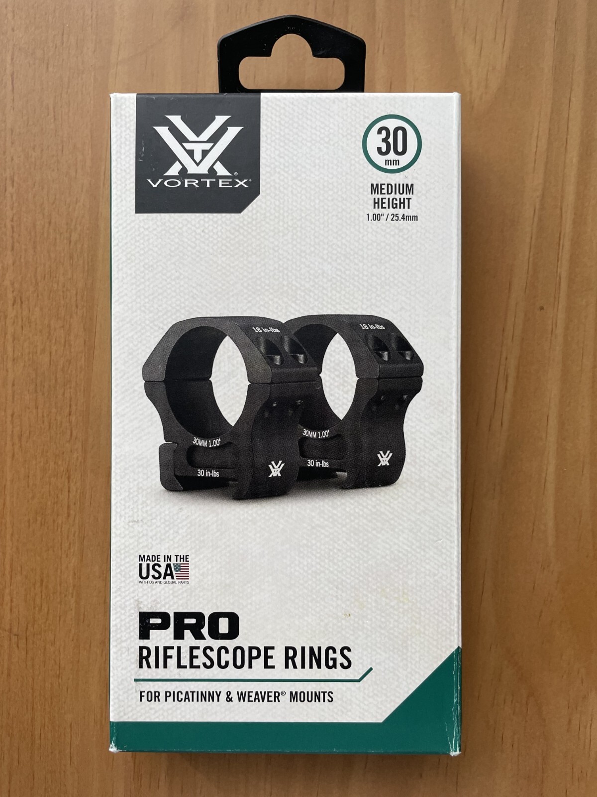 Vortex Pro Series 30mm Medium Height (1.00") Riflescope Rings PR30-M