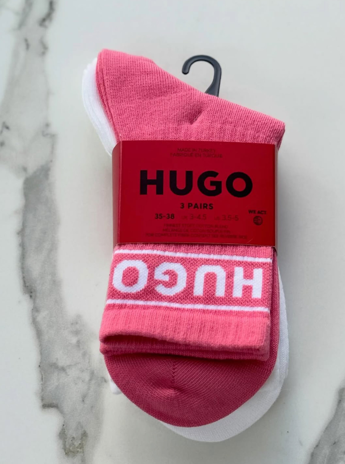 HUGO Logo Women Pack of 3 Ankle Socks UK 3-4.5/ EUR 35-38 Brand New