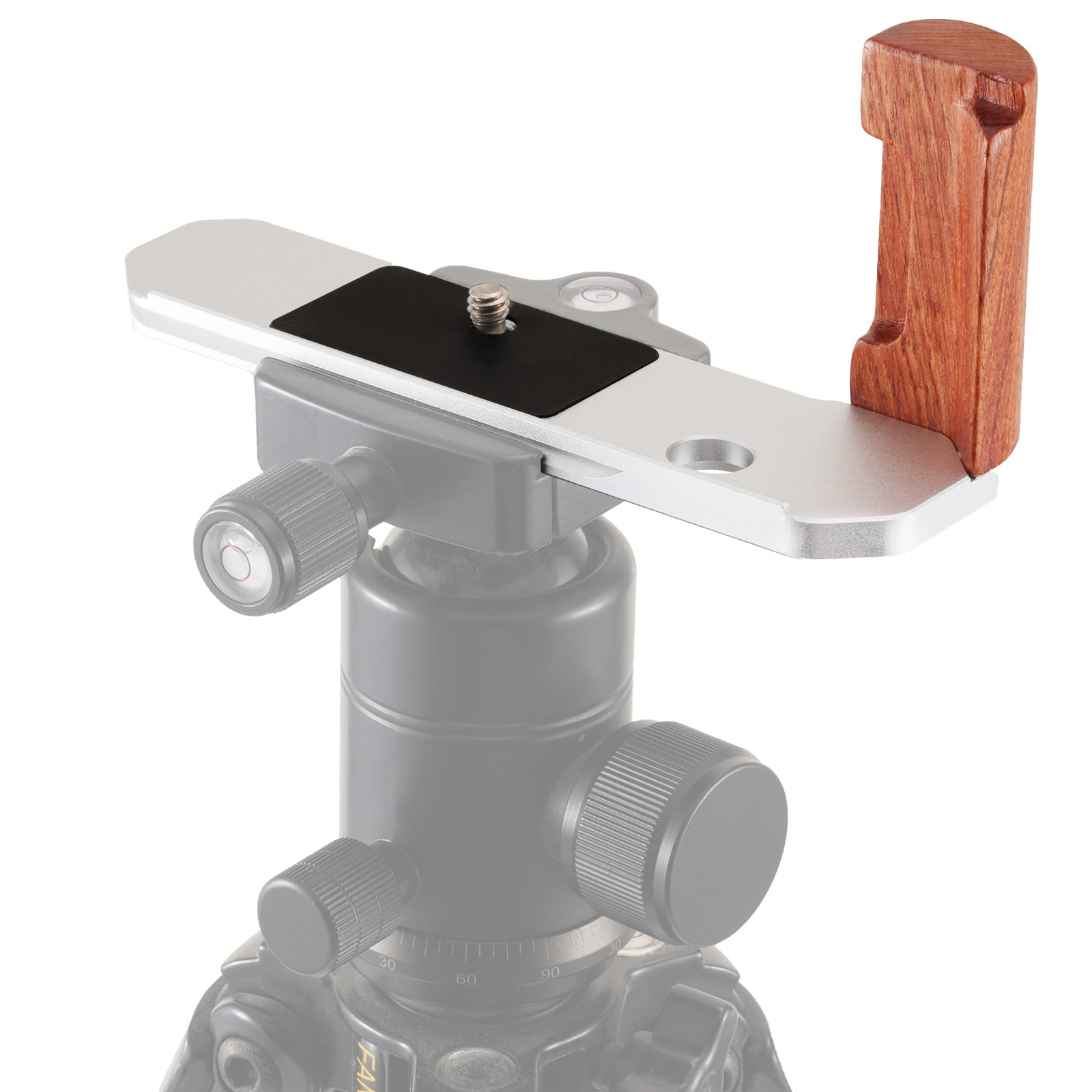Wooden Handle Grip with Alu Quick Release L-Shaped Bracket For Nikon FM2 Silver