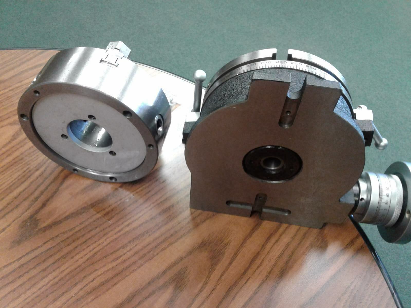 10" HORIZONTAL & VERTICAL ROTARY TABLE w. 10" 3 jaw chuck front mounting