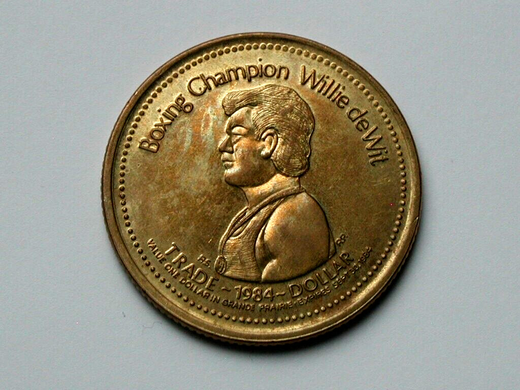 Grande Prairie AB CANADA 1984 Trade DOLLAR Token with Trumpeter Swan Bird