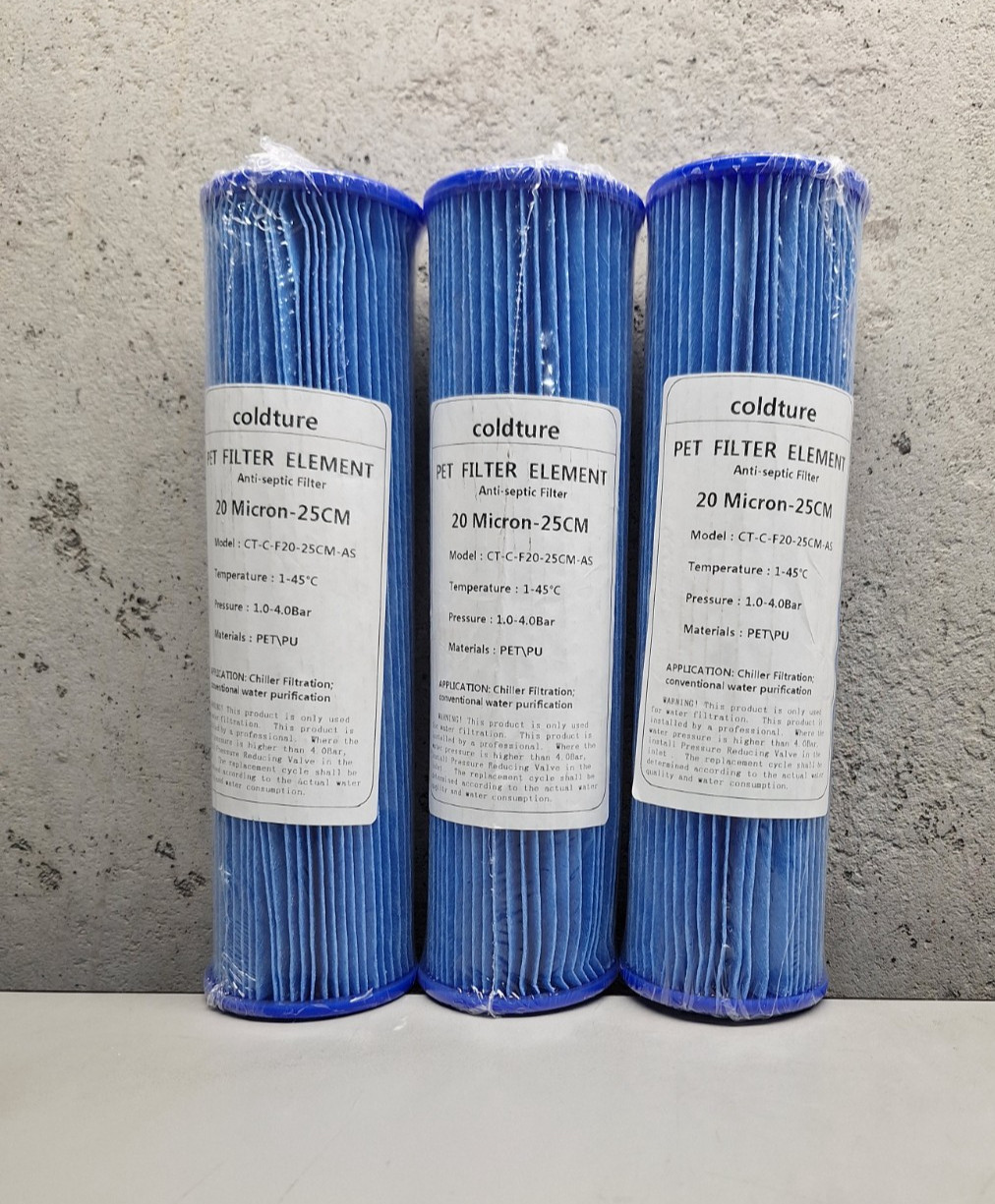 LOT OF 3 - GENUINE COLDTURE 20 Micron Filters, CT-C-F20-25CM-AS