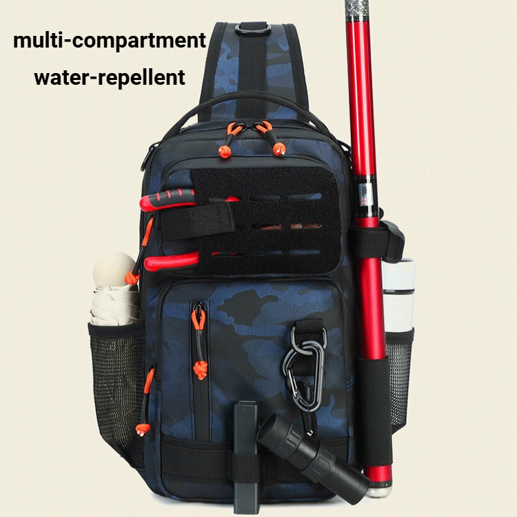 Waterproof Fishing Sling Bag Multi-Pocket Outdoor Tackle Storage Crossbody Bag