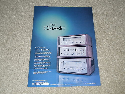 Kenwood 700 Amplifier, Preamp, Tuner Series Ad, 1 pg, 700t, 700c, 700m