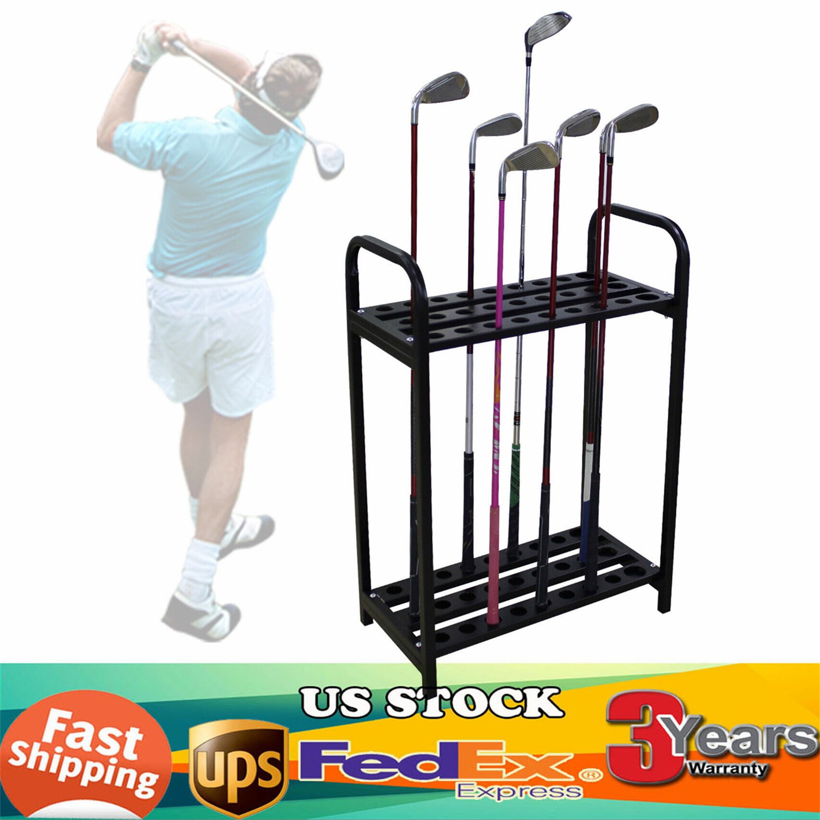 27-Hole Steel Golf Club Holder Display Stand Organizer / Golf Club Storage Rack