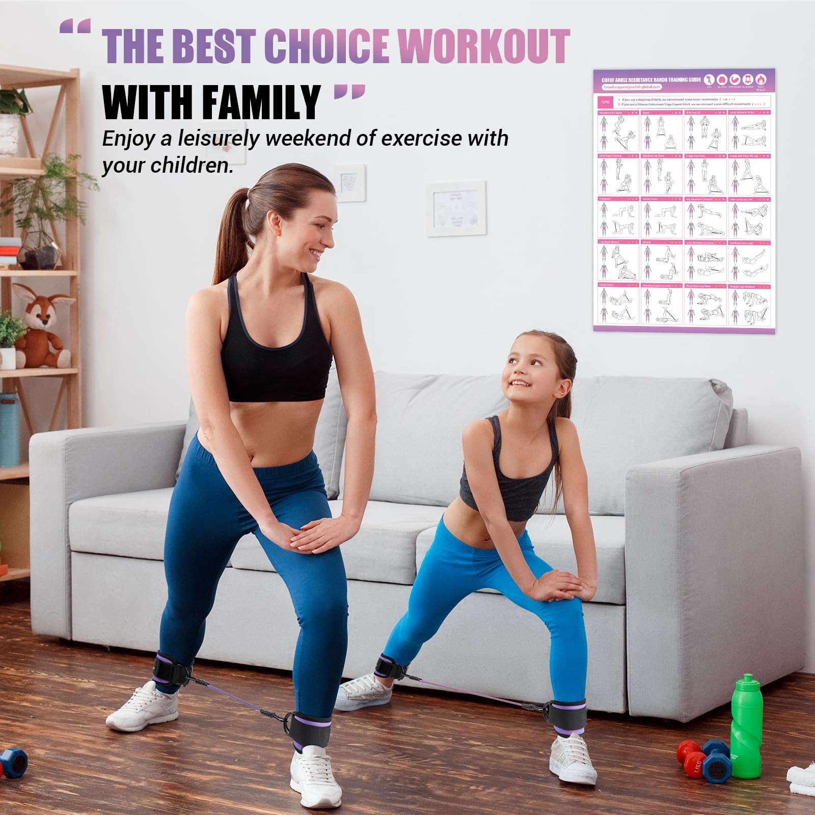 Ankle Resistance Bands with Cuffs, for Working Medium, Purple