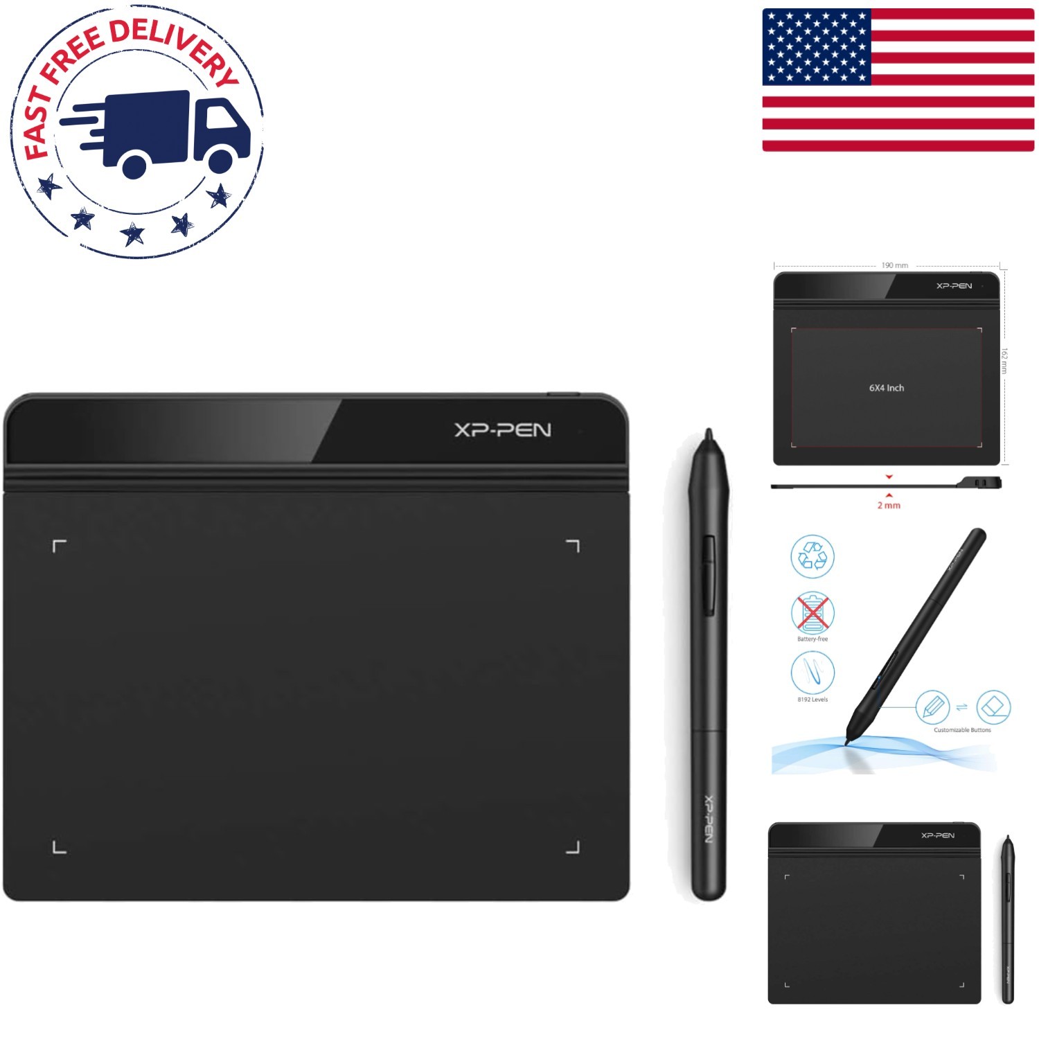 XPPen Star 6x4 Inch Drawing Tablet with Battery-Free Stylus - Ideal for Teaching
