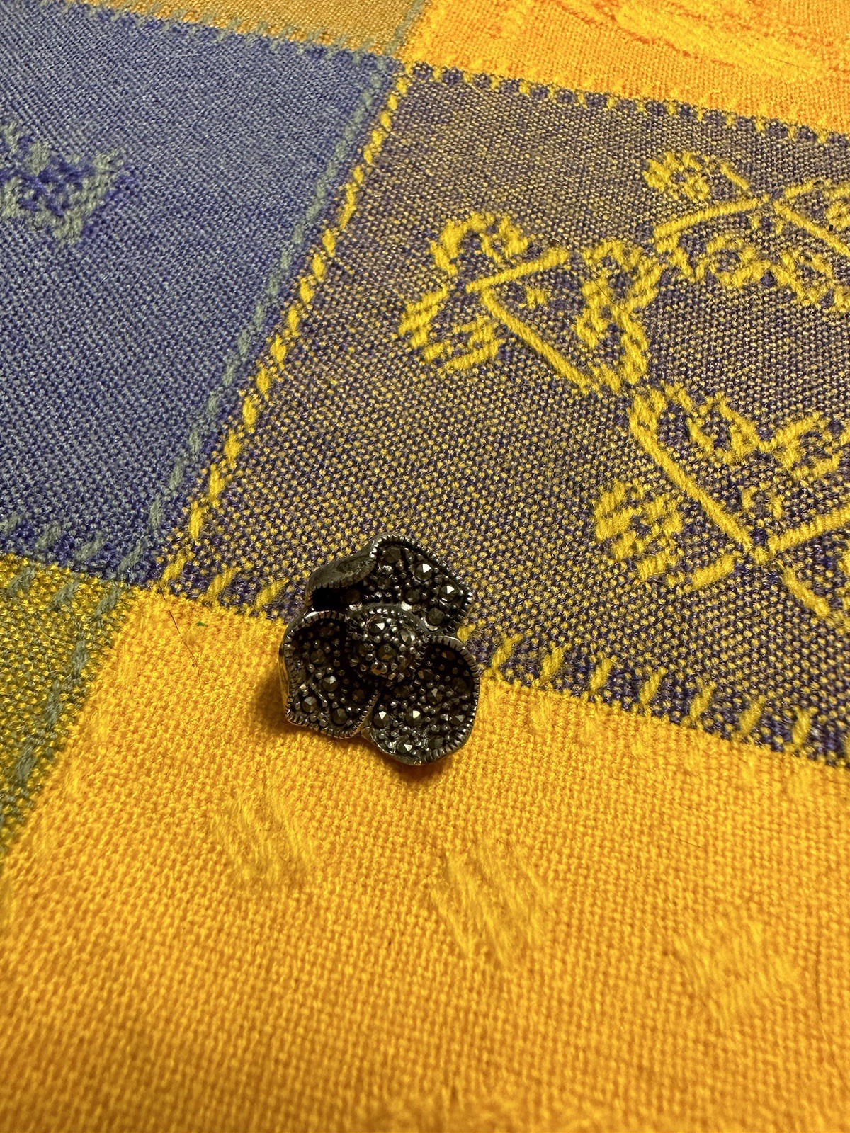 Vintage Sterling Silver Marcasite Flower Stud Earring - Replacement / Single 925