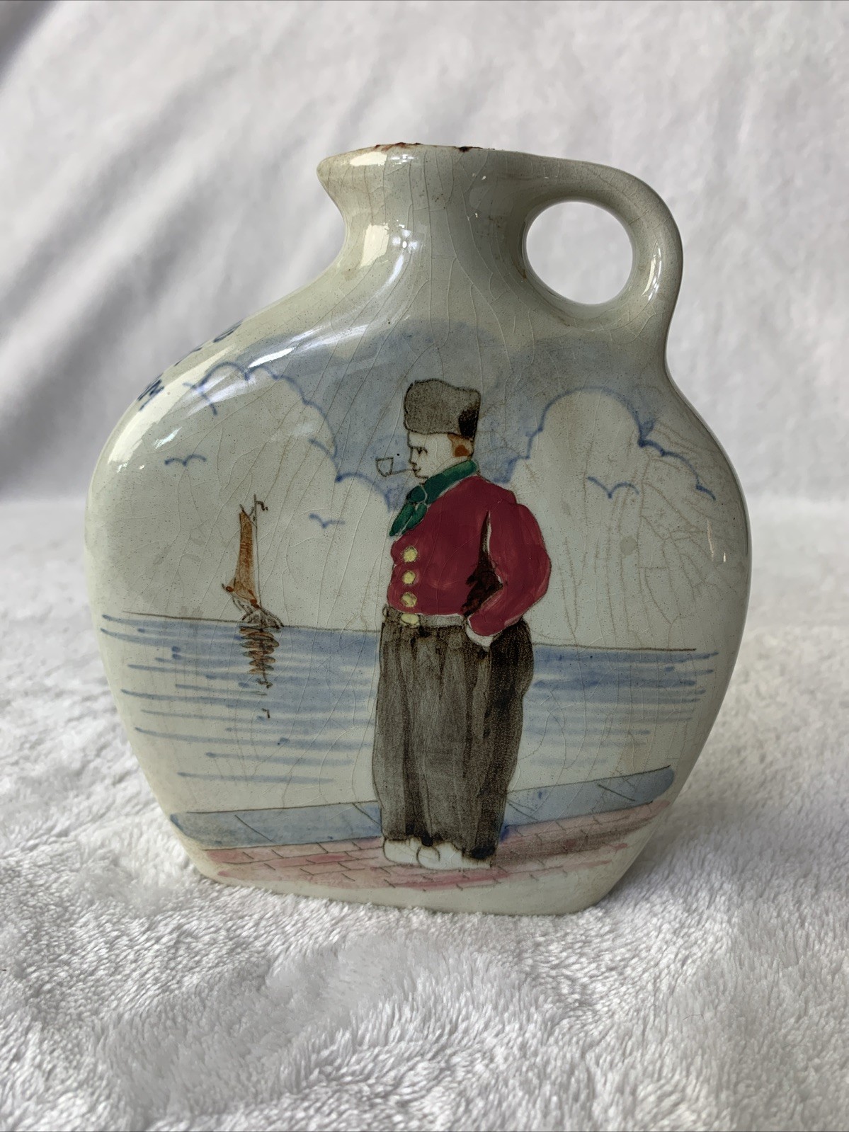 Wynand Fockink Amsterdam Goedewaagen Gouda Dutch Genever Jug Windmill Sailboat
