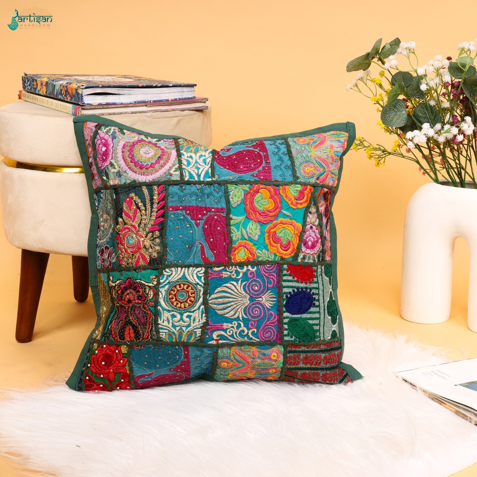 All Size Handmade Cushion Covers Patchwork Pillow Covers Hand Embroidered Throw